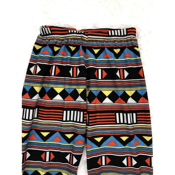 Geometric Striped One Size Leggings Elastic Waist Full Length Soft OS Casual - Picture 2 of 5